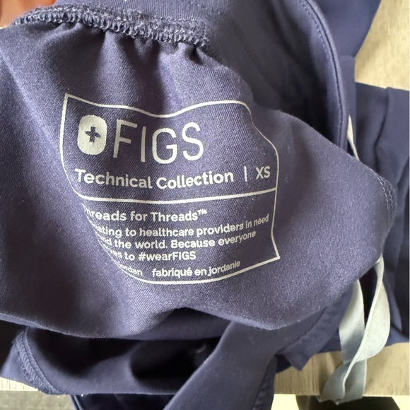 Figs Navy Blue Scrub Pants with Gray Ties - Picture 2 of 7